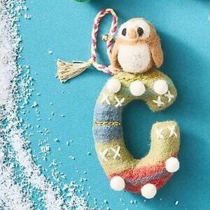 Anthropologie Forest Friends C Monogram Wool Felt Ornament NEW Christmas Holiday